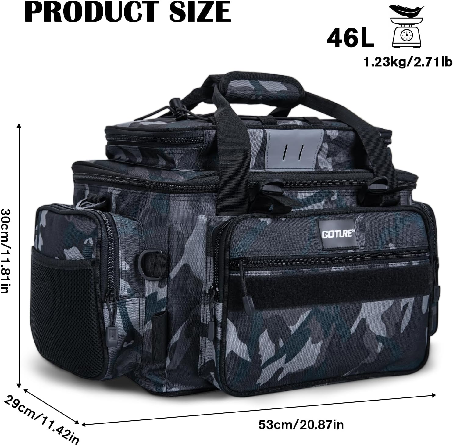 Goture Fishing Tackle Bag, Freshwater Saltwater Large Fishing Bag