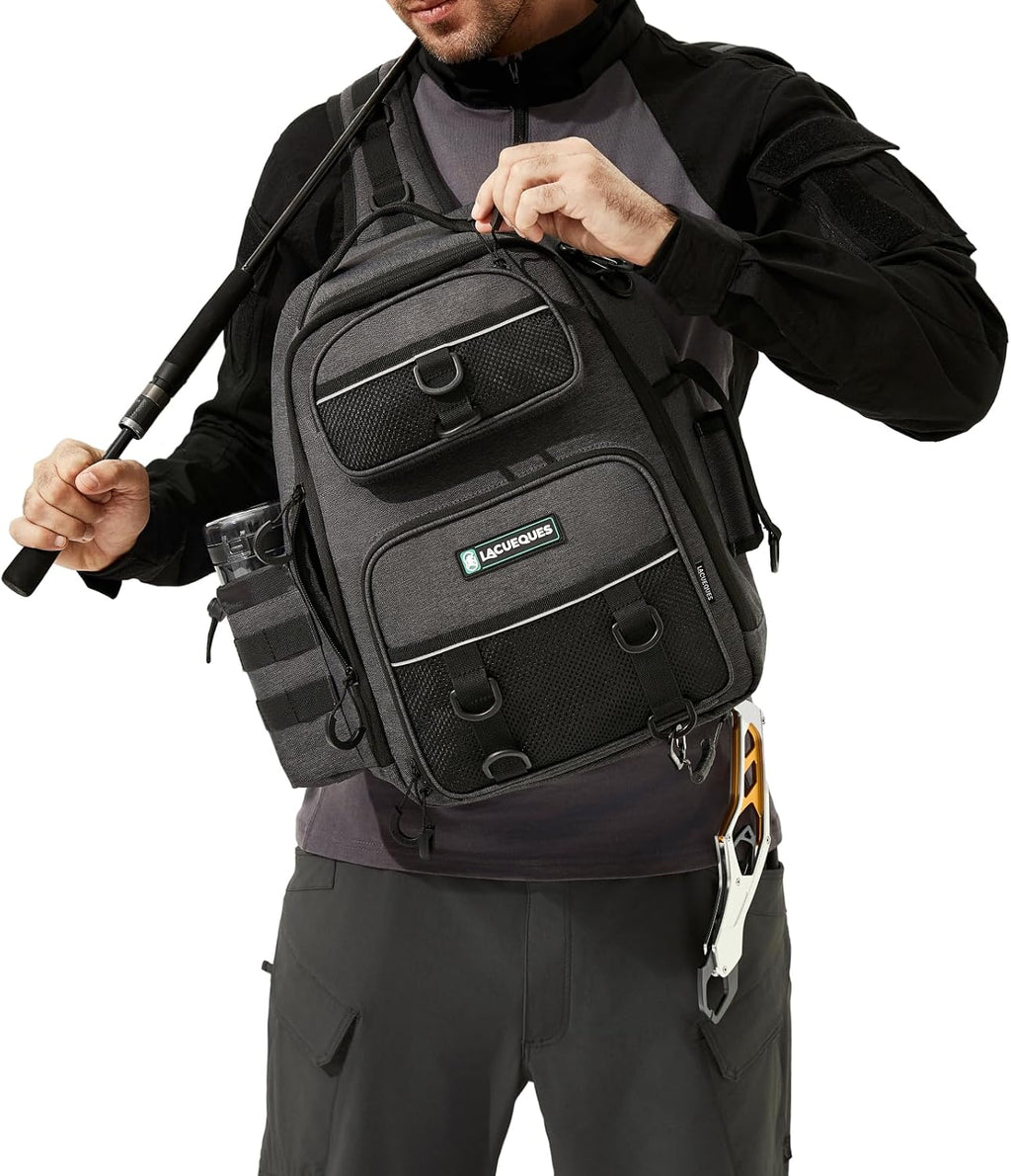 22L Wading Fishing Tackle Sling Bag, Holds 3x 3700 Boxes, Grey