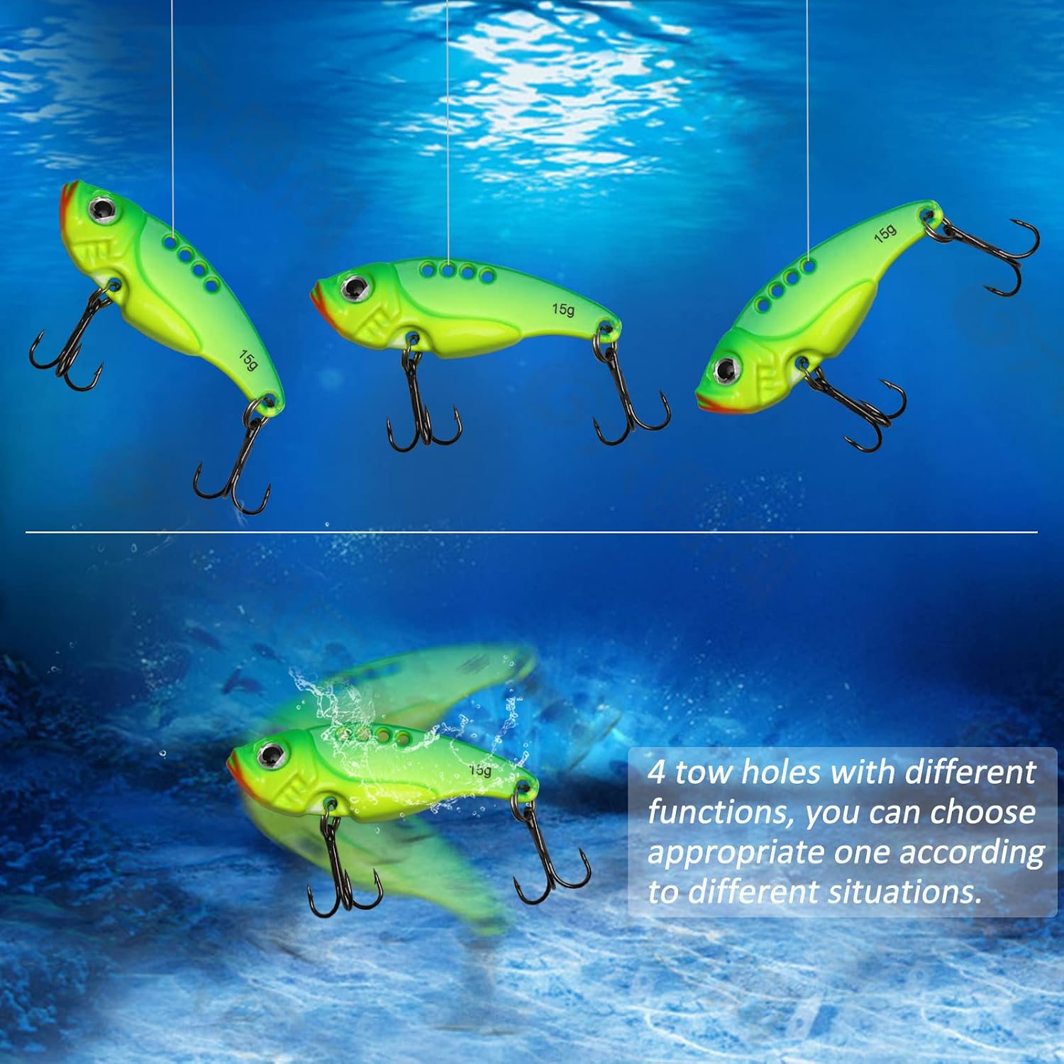 Dovesun Blade Bait Fishing Lures Swimbait Fishing Spoons 15pcs