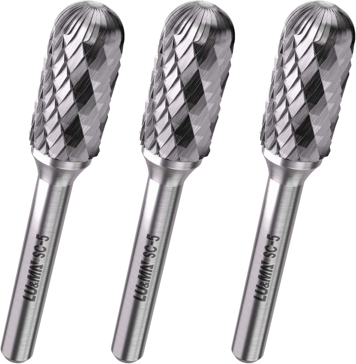 LU&MN SC-5 Tungsten Carbide Burr, 1/2" Head 1/4" Shank, 3 Pcs