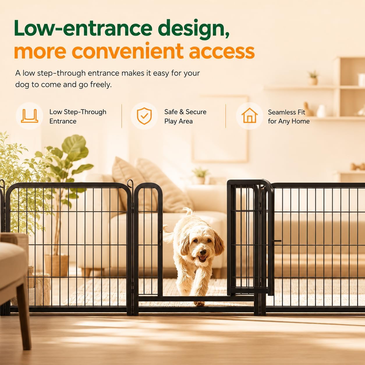 Yaheetech Dog Playpen 24in 16 Panels Pet Fence for Indoor Yard RV Camping