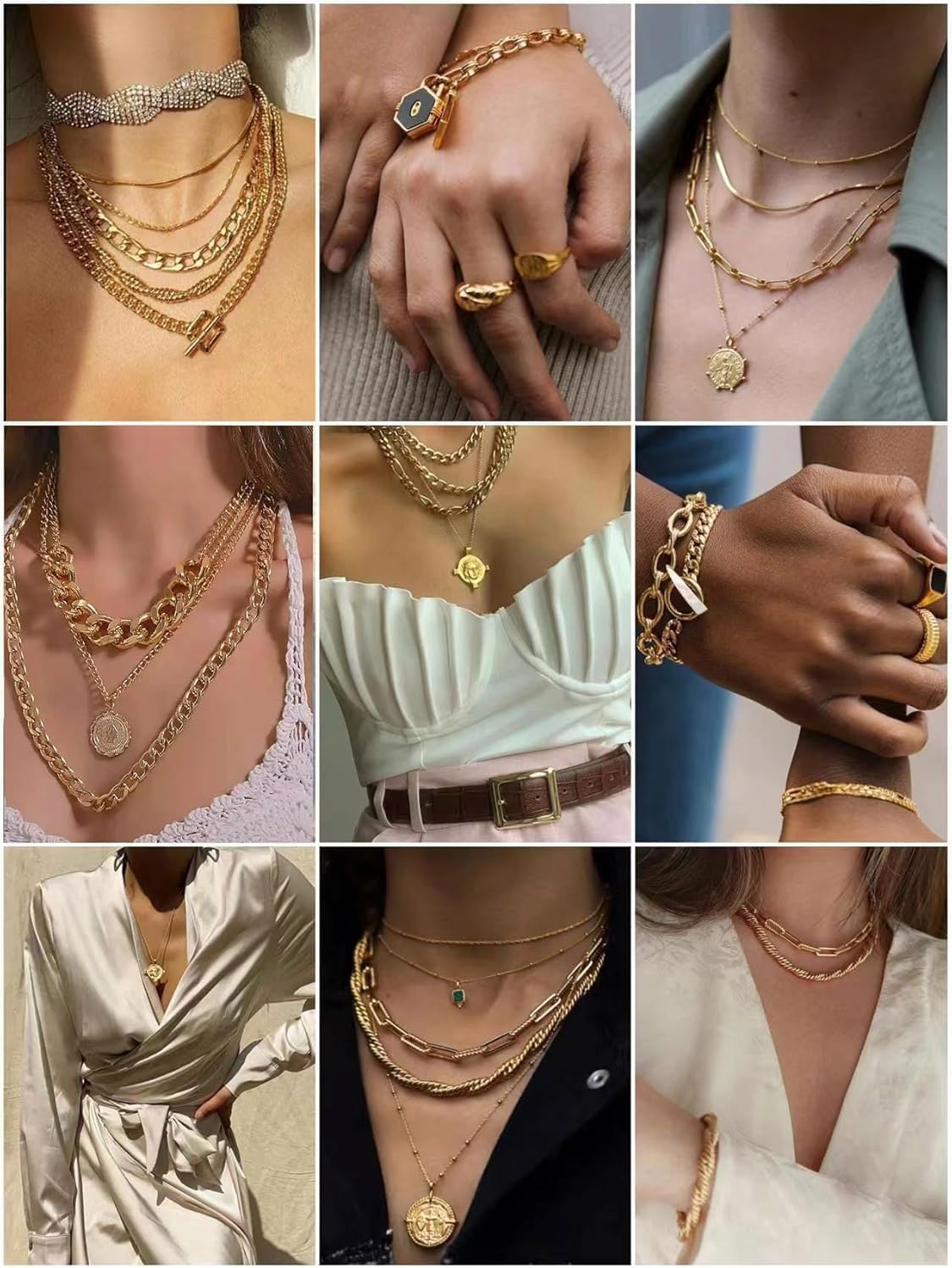 Magnetic Jewelry Clasps Set, Gold and Silver, 12 Pack Rose and Heart Design, Necklace Bracelet Closures with Rhinestone Accents (12PCS Golden Silvery)