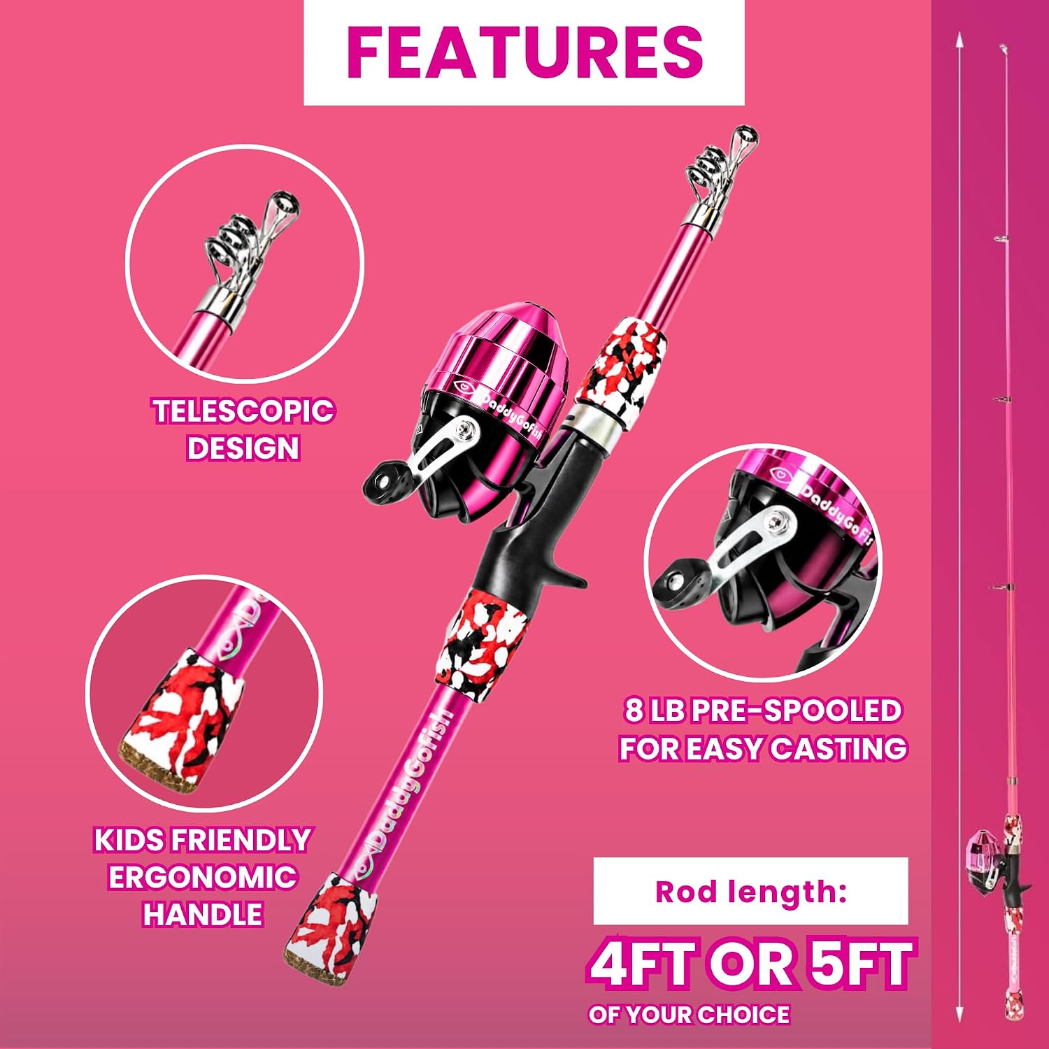 Kids Fishing Pole for Boys, Girls & Youth Age, Toddler Fishing Pole Set Kit