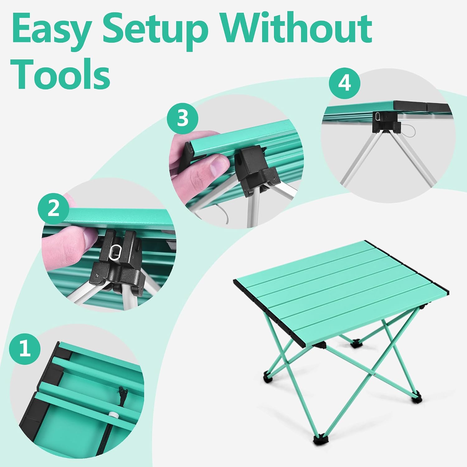 Grope Portable Camping Table,Aluminum Folding Beach Table (Sky Blue-S)