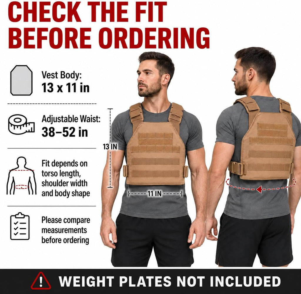 Greencity Weight Vest Adjustable Strength and Endurance Training, Tactical Vest Quick Release with Molle System, Fitness Workouts, Running