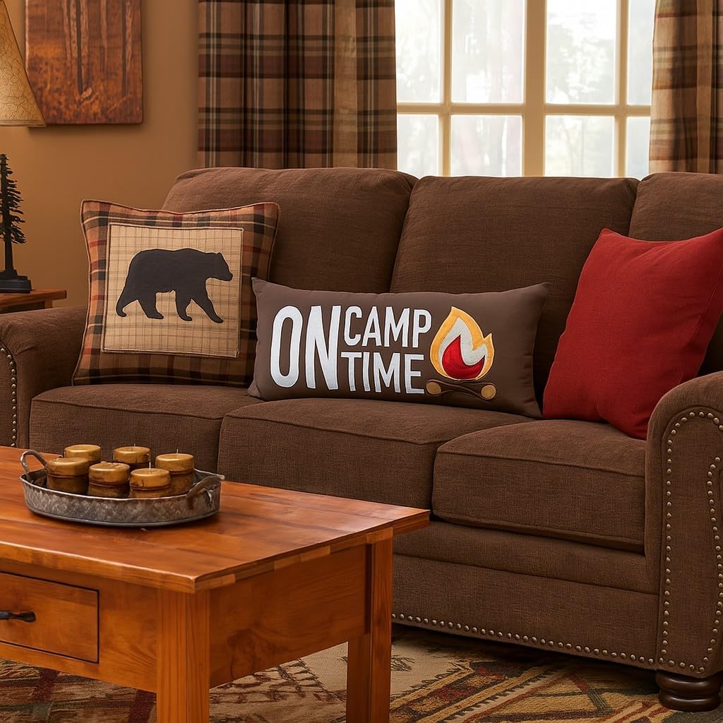 C&F Home Campfire On Camp Time Embroidered Long Accent Pillow 10" x 20"