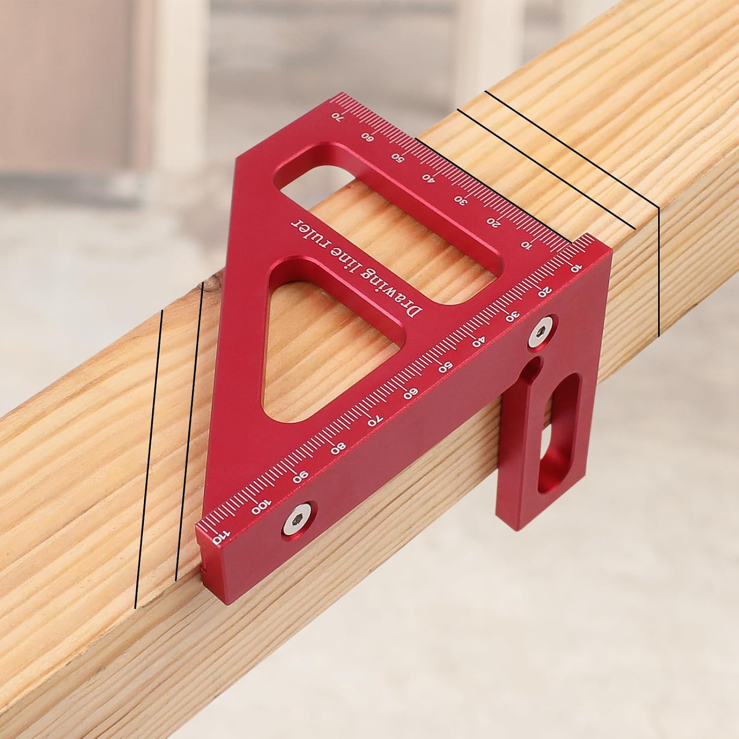 3D Multi-Angle Measuring Ruler,45/90 Degree Aluminum Alloy Woodworking Square Protractor,Drawing Line Ruler, Miter Triangle Ruler High Precision Layout Measuring Tool for Engineer Carpenter,R