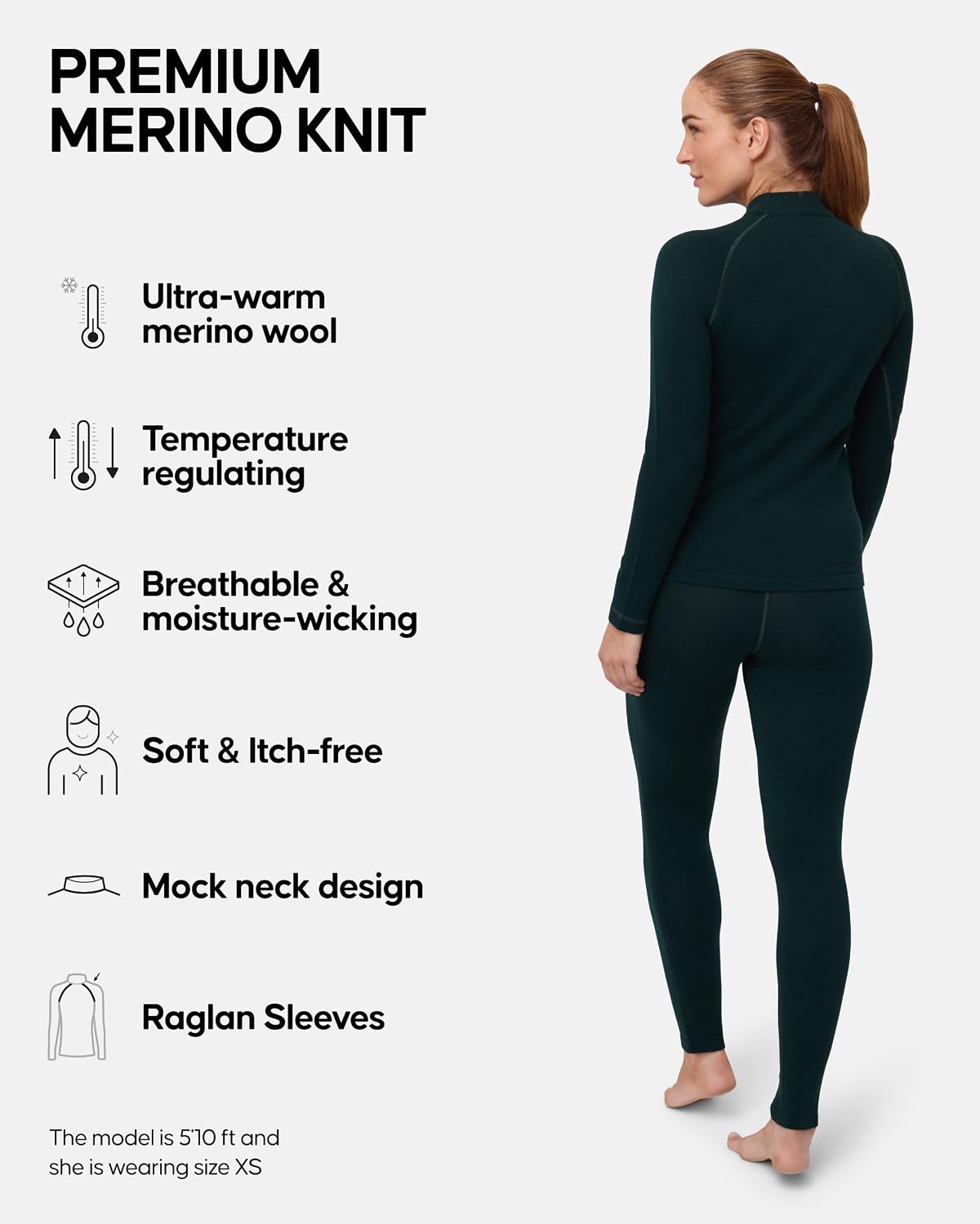 DANISH ENDURANCE Merino Wool Base Layers Women, Extreme Warm Set