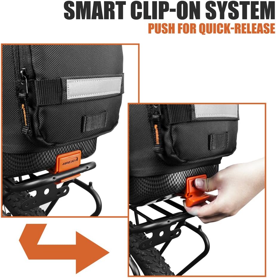 Ibera PakRak Touring Bicycle Seatpost/Disc/Non/Disc Rack and Quick Release Bag (Non-Disc Brake Rack + Trunk Bag with Expandable Panniers)