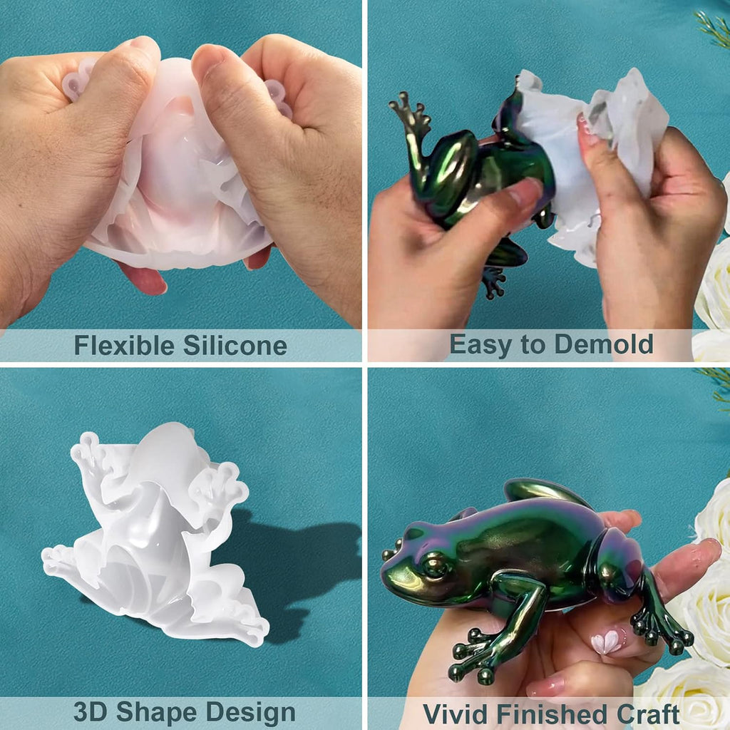 4Pcs Animal Resin Molds, 3D Lifelike Lizard Frog Snail Shapes Silicone Moulds for Resina Casting,Animal Ornament Mold for Epoxy Resin, DIY Keychains Pendants,Wall Desktop, Cabinets Decor