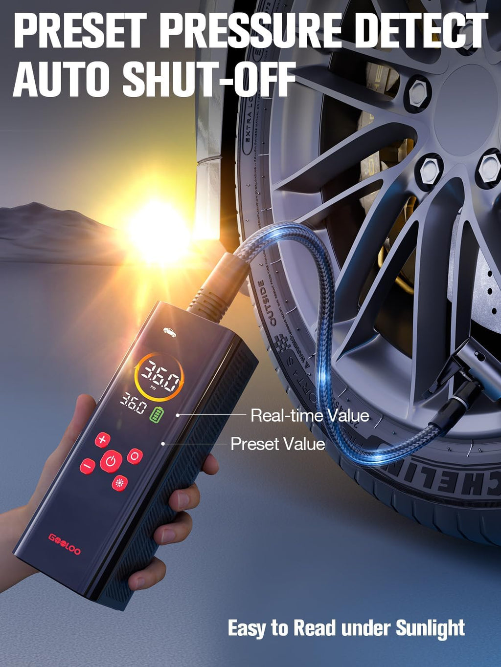 GOOLOO AP150 PRO Tire Inflator Portable Air Compressor,Color LED Screen