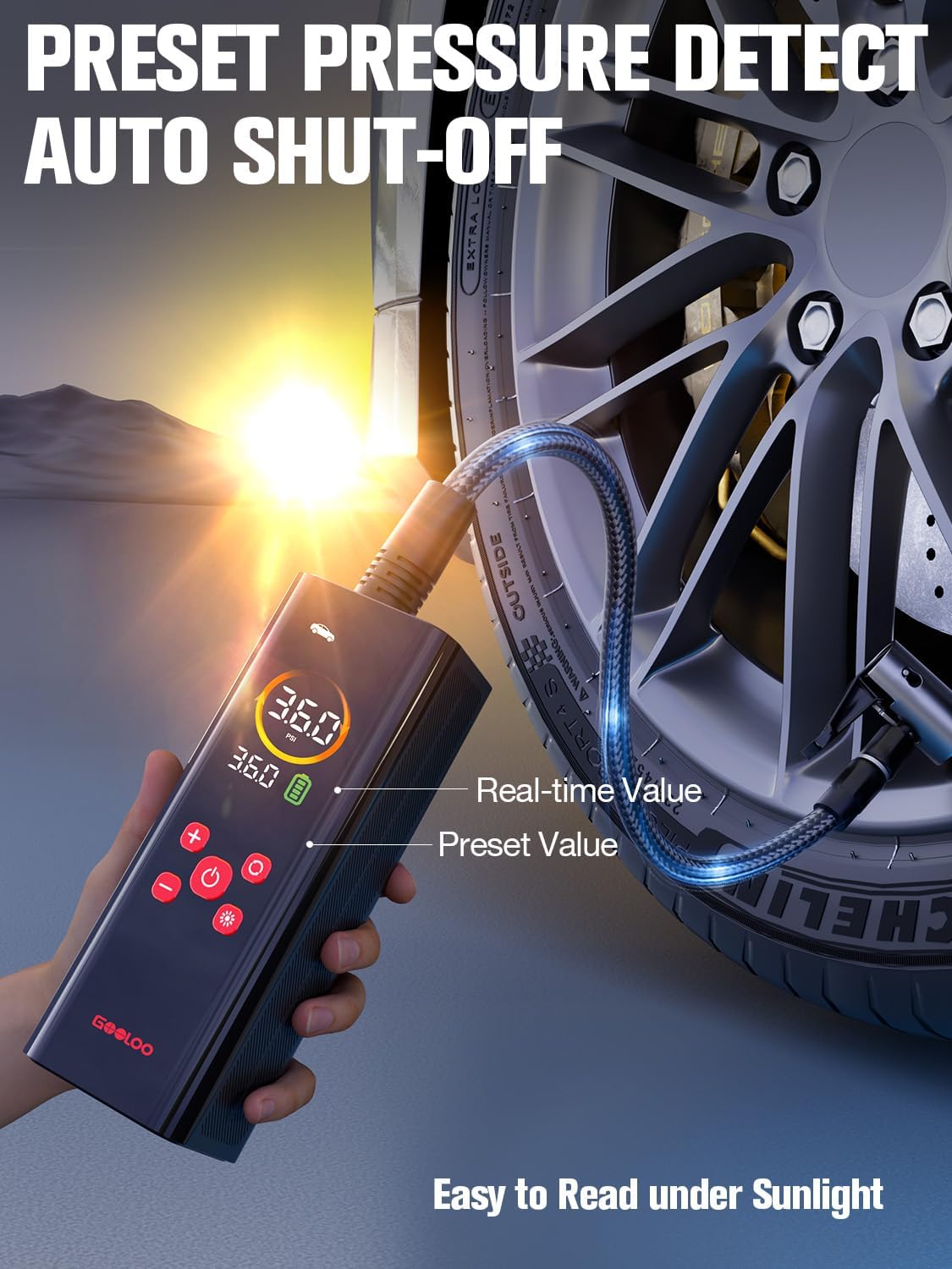 GOOLOO AP150 PRO Tire Inflator Portable Air Compressor,Color LED Screen