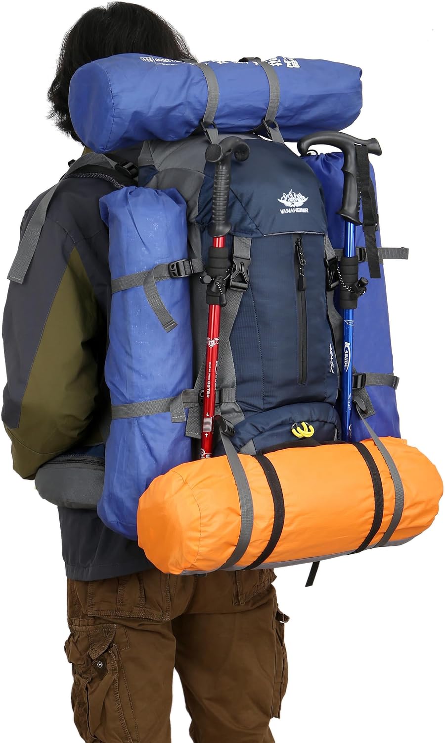 WoneNice 50L(45+5) Waterproof Hiking Backpack Outdoor Daypack w/Rain Cover