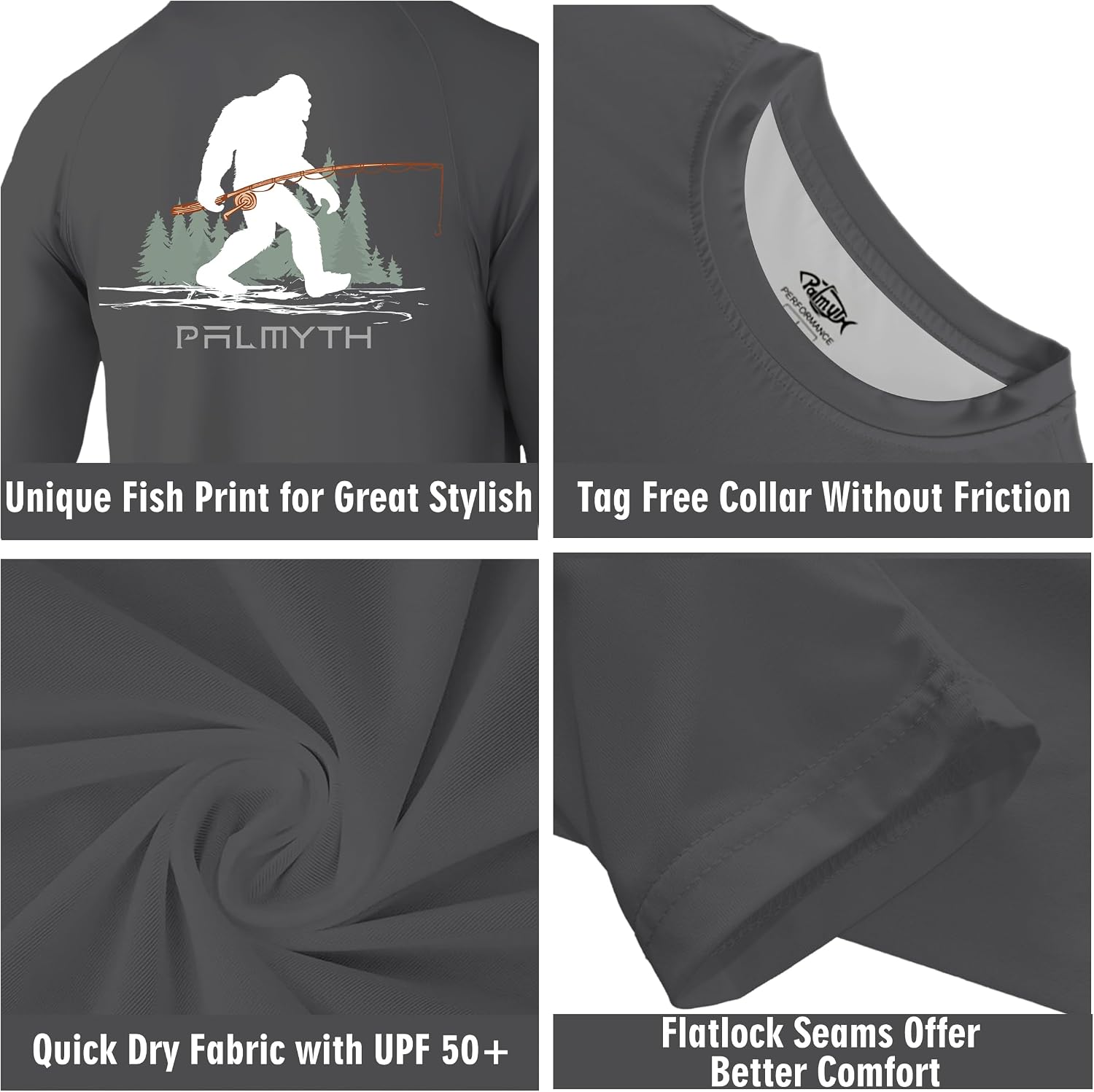 Palmyth Fishing Shirts for Men Long Sleeve UPF 50+ T Shirt Sun Protection