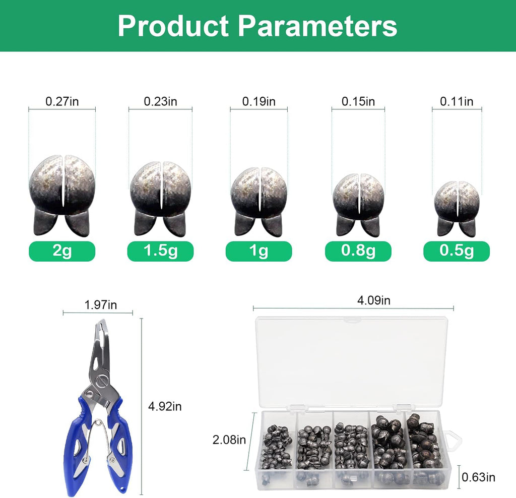 100pcs Fishing Weights Sinkers Kit, Round Removable Split Shot Sinker Weights, Small Fishing Lead Egg Weights, Fishing Accessories Equipment Gear Stuff Lead Shot Sinkers 5 Sizes