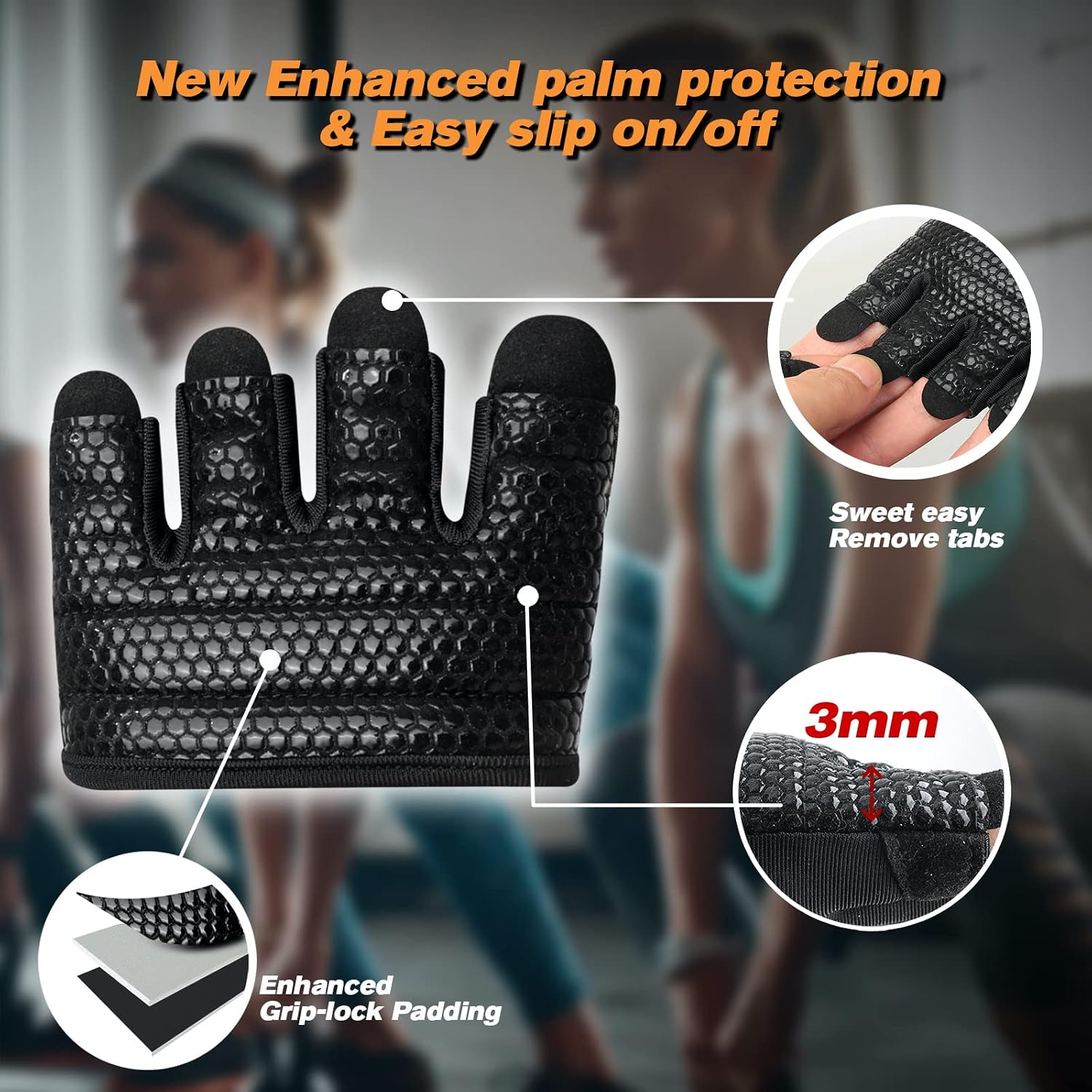 Minimal Workout Gloves for Women Men, Micro Fingerless Gym Gloves Grip Pads