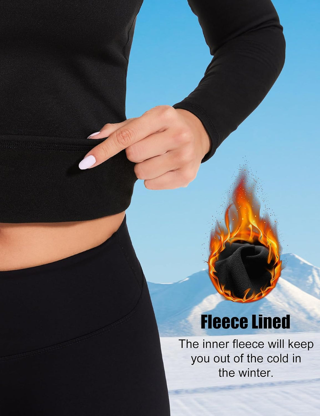 HovSiyla Womens Thermal Compression Long Sleeve Shirts Fleece Lined Tops Crew Neck Slim Fit Base Layer Ladies Underwear