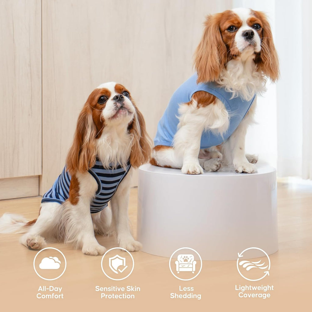 KYEESE 2Pack Cotton Dog Shirt for Small Dogs Soft Striped Tank Top