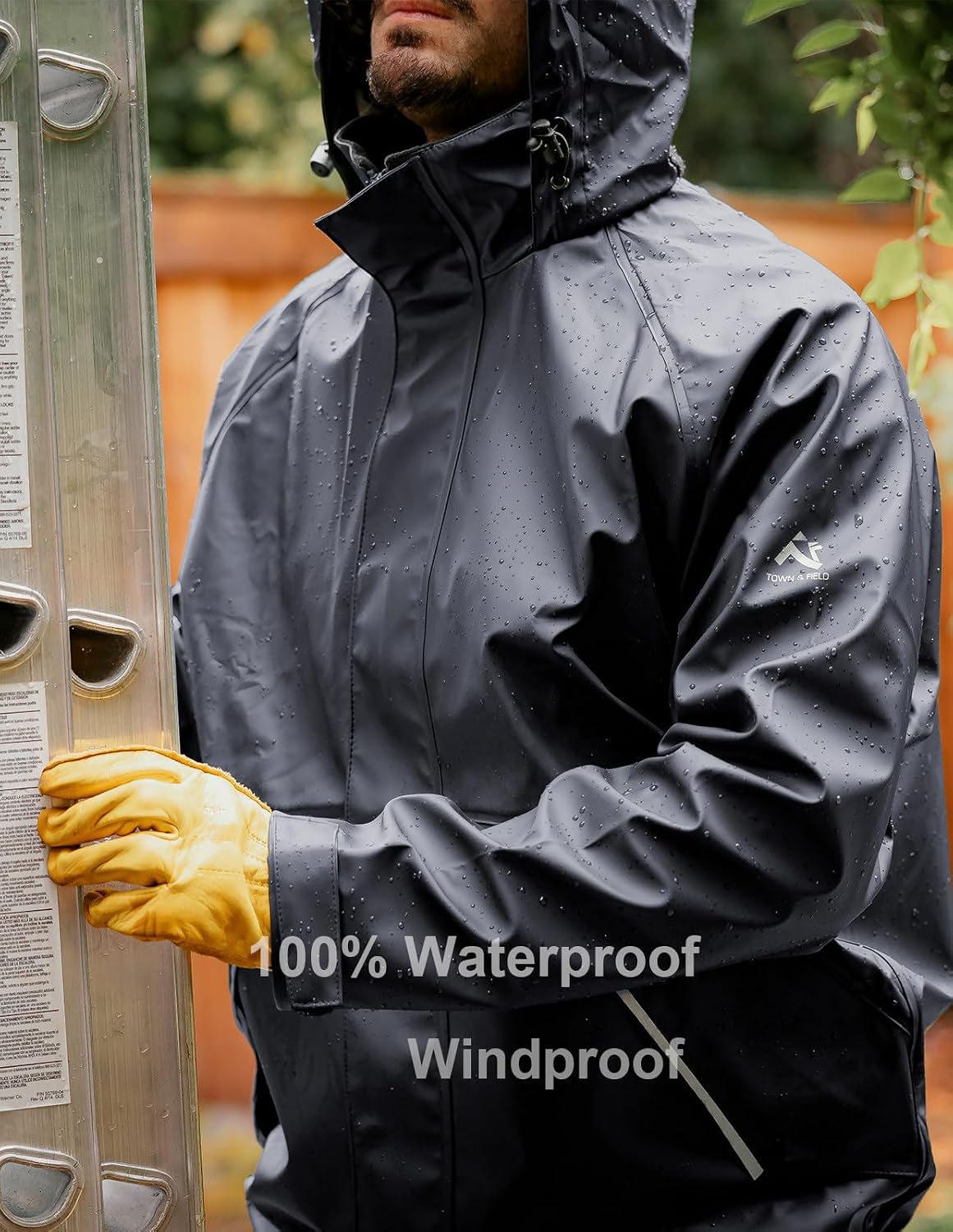 Town Field Waterproof Heavy Duty Jacket Mens Womens Rubber Rain Coat Fishing Hoodie Fou Weather Gear Pvc Raincoat