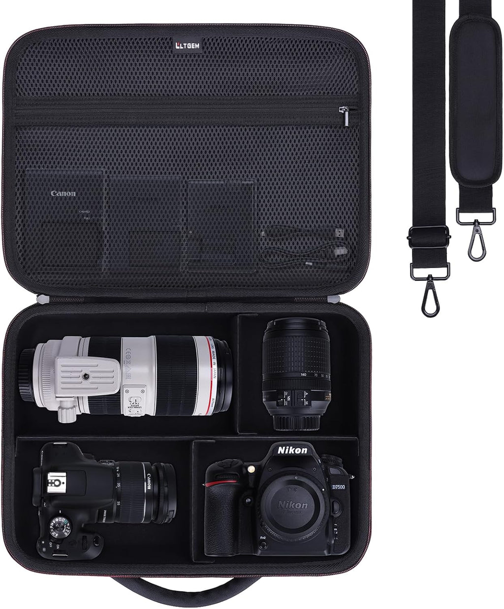 Large Camera Case Bag for Canon/Sony/Nikon Camera and Multiple Lens Black