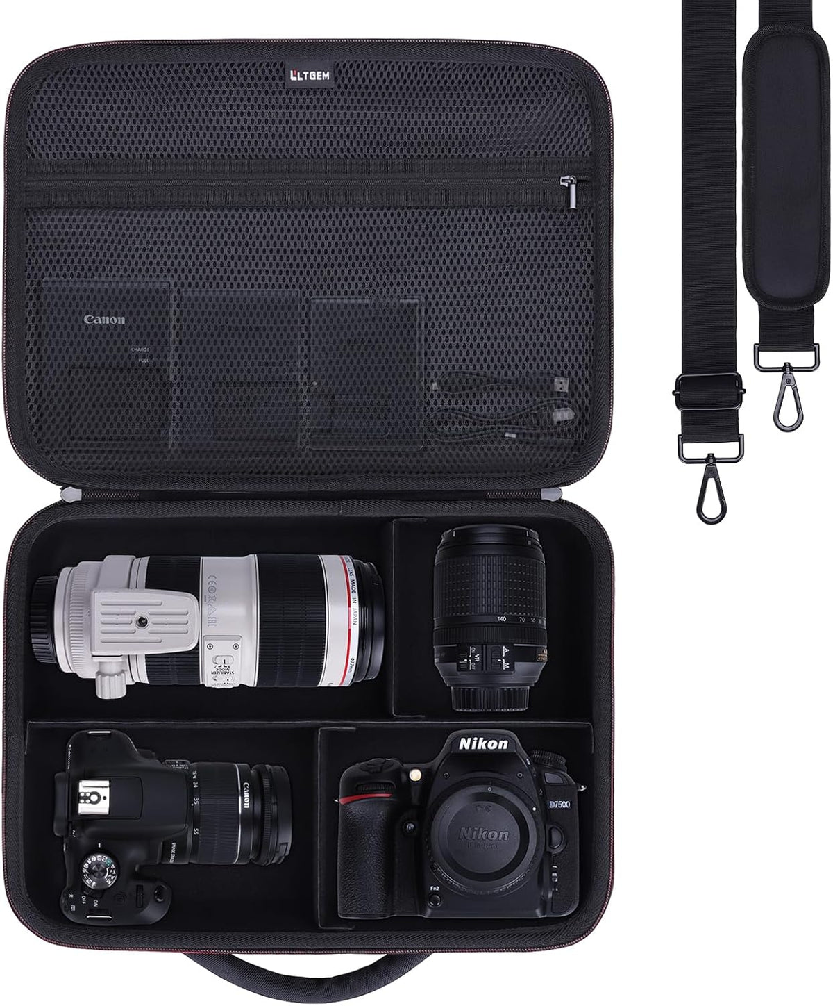 Large Camera Case Bag for Canon/Sony/Nikon Camera and Multiple Lens Black
