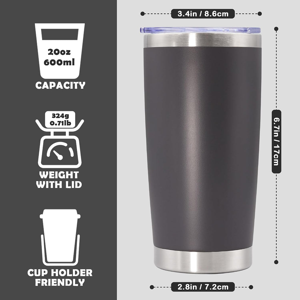 20oz Tumbler Stainless Steel Tumbler Coffee Tumbler with Lid Grey, 8P