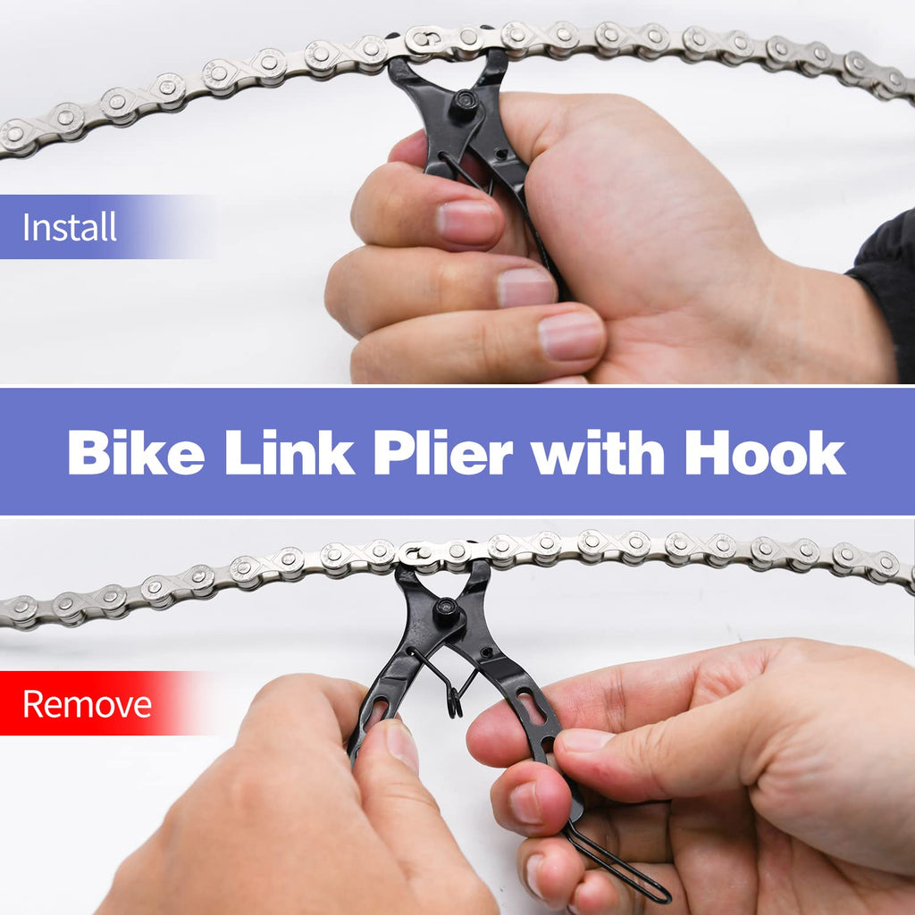 Bike Chain Kit, 6/7/8 Speed Multi-Function Bike Mechanic Repair Kit, Chain Breaker and Bike Link Plier with Hook and 3 Pairs Bicycle Buckle, Reusable