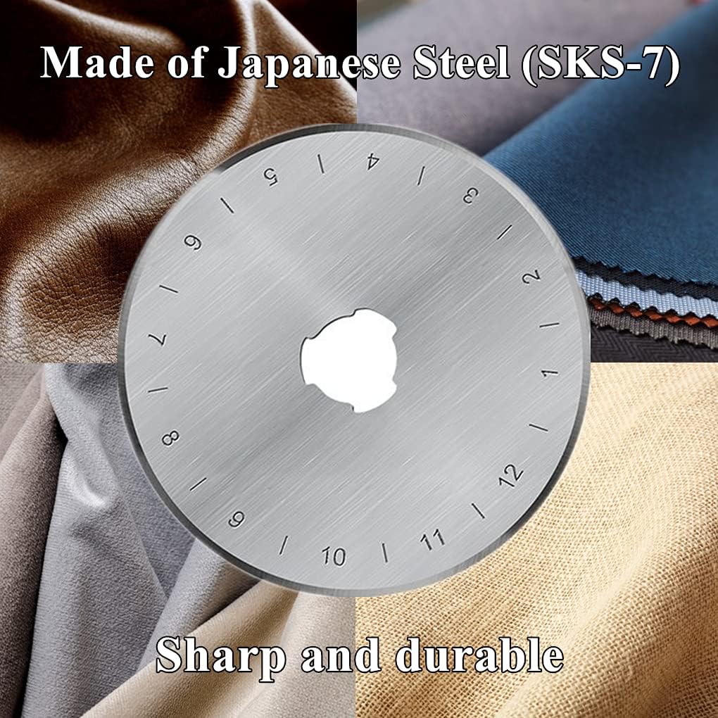 HEADLEY TOOLS 45mm Rotary Cutter Blades 15 Pack Fits Olfa, Fiskars, Replacement Rotary Blade for Arts Crafts Quilting Scrapbooking Sewing, Sharp and Durable