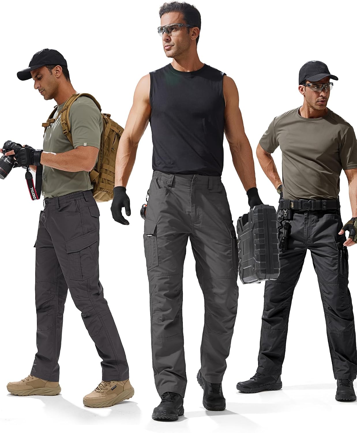 FREE SOLDIER Men's Tactical Pants Ripstop Work Cargo Hiking Pants