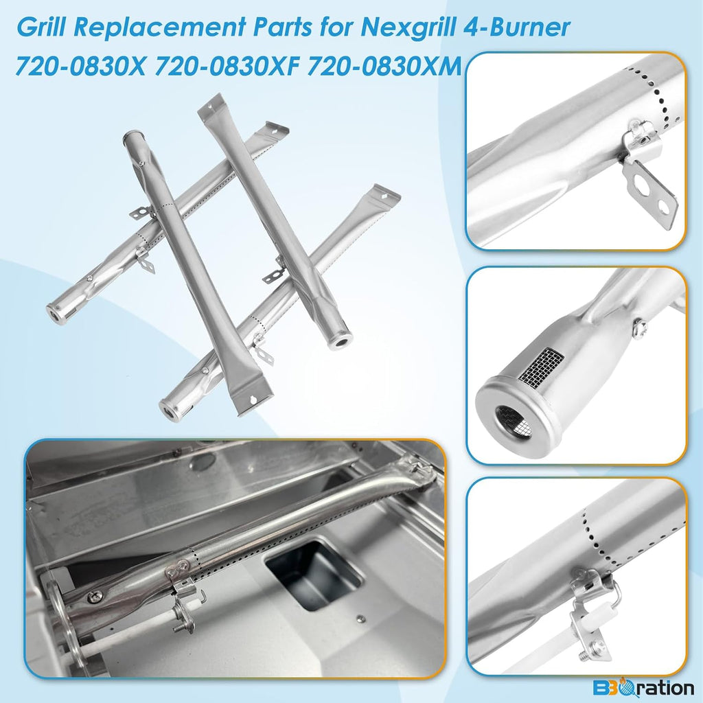 Replacement Parts Kit for Nexgrill 4 Burner 720-0830X 720-0830XF 720-0830XM, Grill Parts Kit for Nexgrill 720-0830X Replacement Parts, Grill Grate Kit for Nexgrill Replacement Parts 4 Burner