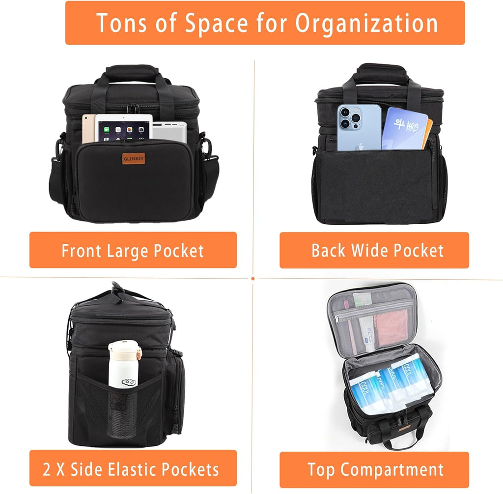 GLENKEY Expandable Lunch Box Insulated Leakproof Cooler Bag Work Outdoor