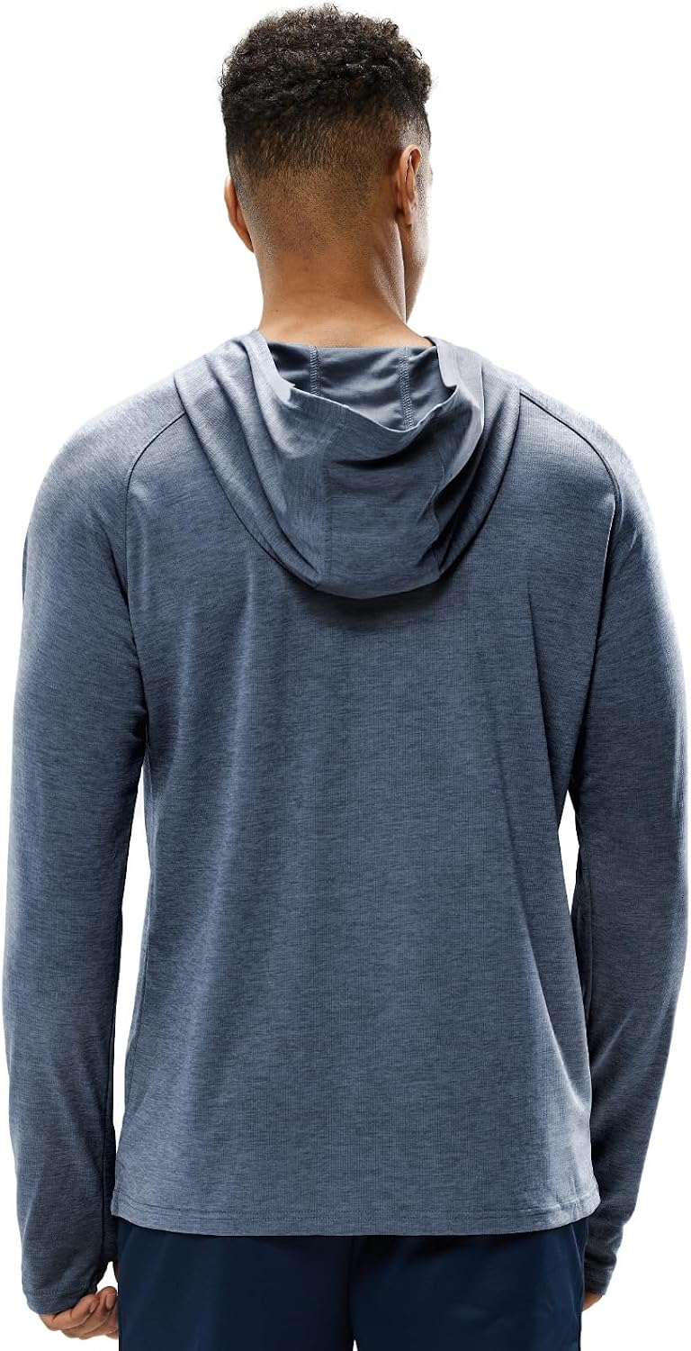 MIER Men's UPF 50+ Sun Hoodie Quick Dry Long Sleeve Shirts, Lightweight