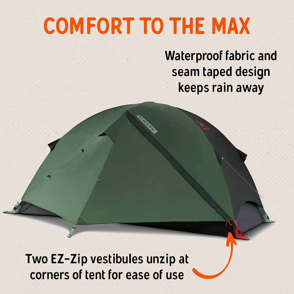 Kelty Wireless Freestanding Camping Tent, 2 4 or 6 Person Size, Huge Interior and Peak Height, Intuitive + Easy to Pitch, Color Coded Setup