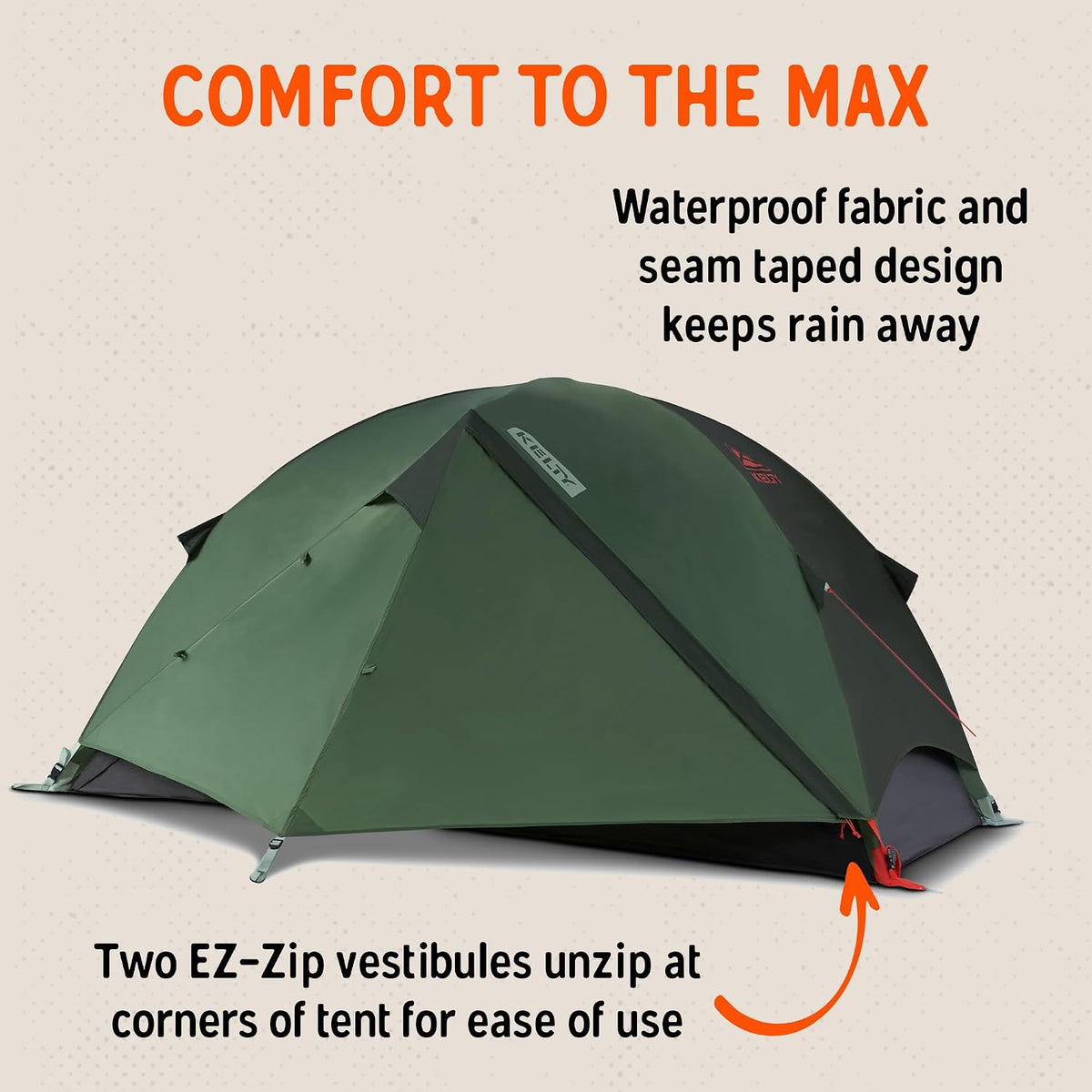 Kelty Wireless Freestanding Camping Tent, 2 4 or 6 Person Size, Huge Interior and Peak Height, Intuitive + Easy to Pitch, Color Coded Setup