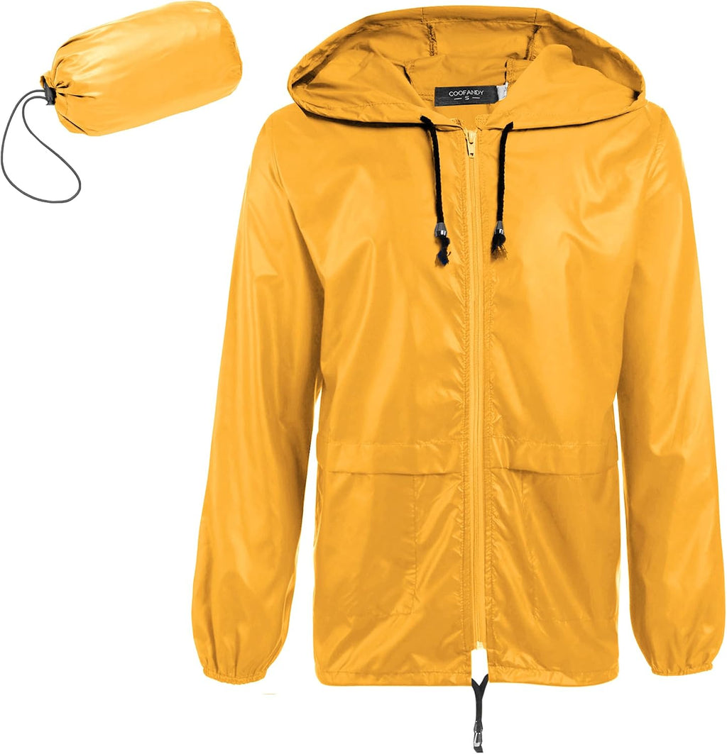COOFANDY Mens Packable Rain Jacket Lightweight Waterproof Raincoat with Hood Outdoor Rain Gear Travel Hiking Cycling