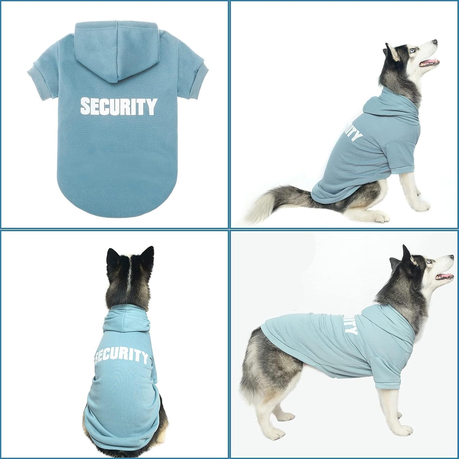BINGPET Security Dog Hoodie, Pet Sweater Clothes with Leash Hole, Blue