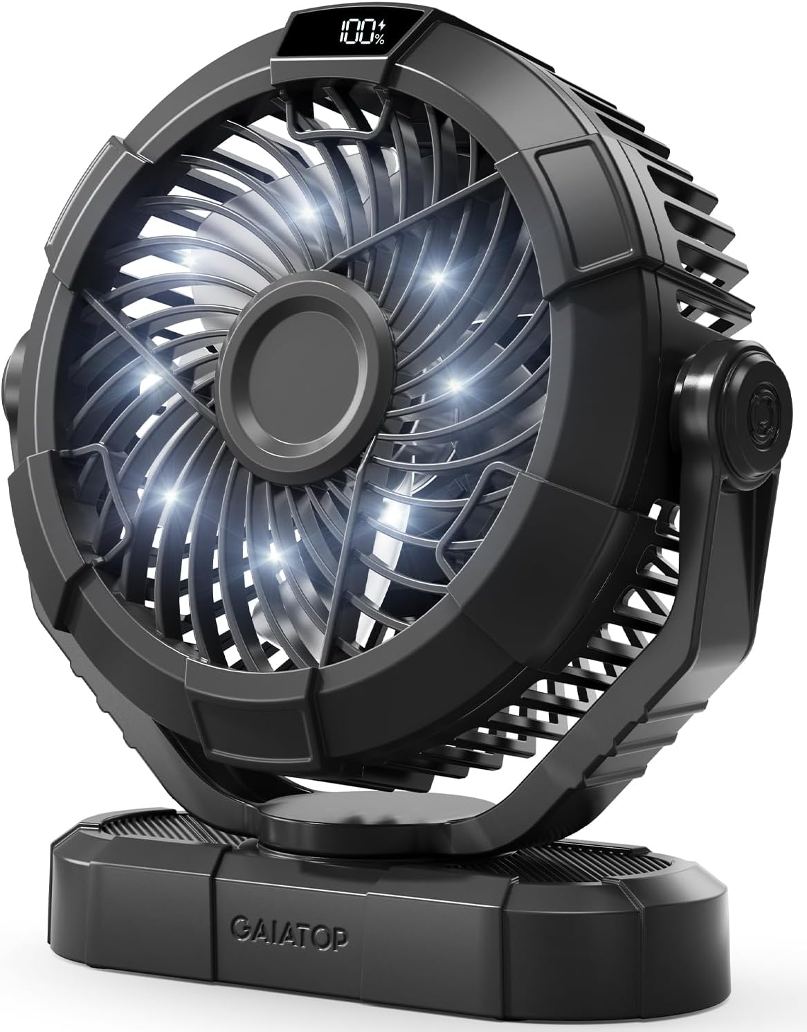 Gaiatop Portable Camping Fan with LED Lantern, 360° Head Rotation for Tent