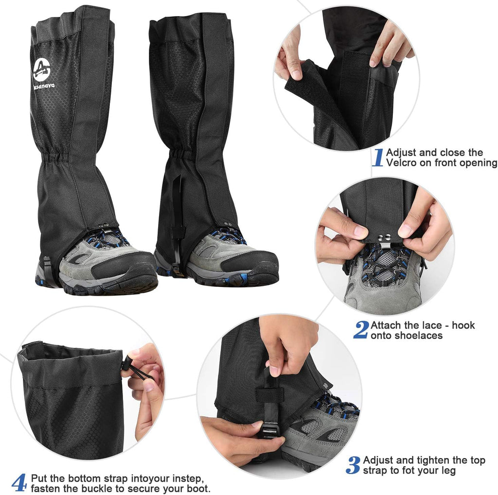 Leg Gaiters Waterproof and Adjustable Snow Boot Gaiters One Size for Hiking,Walking,Hunting,Backpacking and Outdoor Climbing for Men and Women