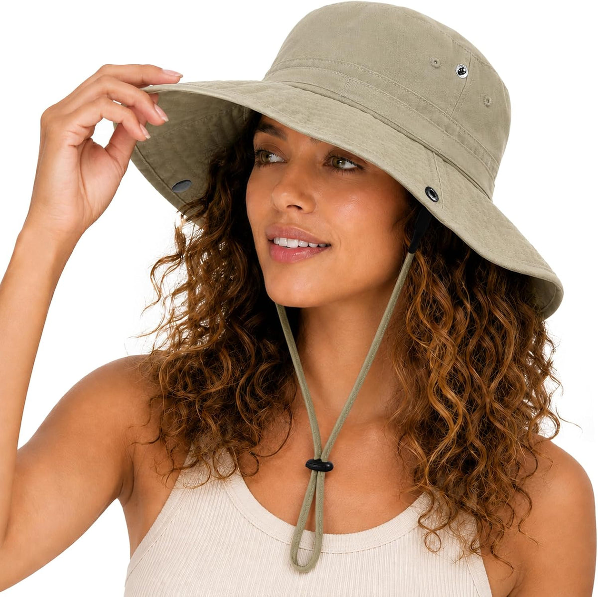 Womens Satin Lined Sun Hat UV Protection Washed Cotton Sun Hat with Satin Lining for Outdoor Beach Travel Hiking
