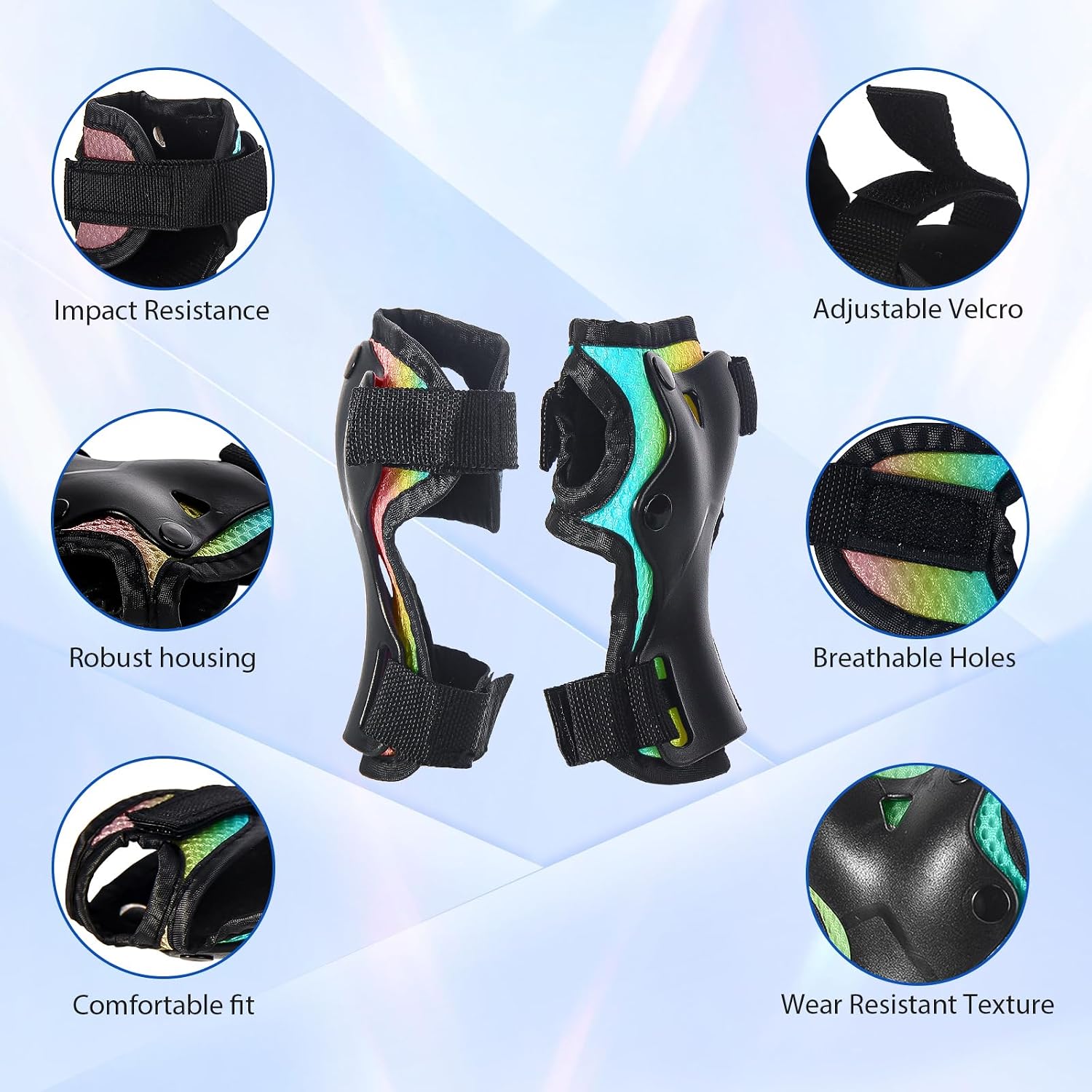 Skateboard Pads for Kids,Elbow Pads and Wrist Guards Protective Gear,Strong Double Straps&Adjustable Easy-Fix Clips for Skateboarding,Rollerblading,Scooters,Bicycle