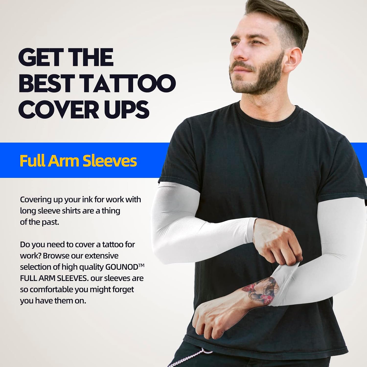 GOUNOD Arm Sleeves for Men Women, UPF 50+ Cooling Sun Protection Sleeves