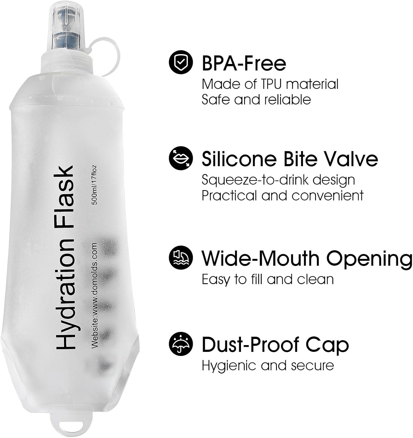 GUYI GYGYL Soft Flask Collapsible Water Bottle for Sports, 250ml White 2pcs