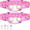 LHKNL Headlamp Flashlight, Lumen Bright Head Lamps LED Rechargeable-Pink