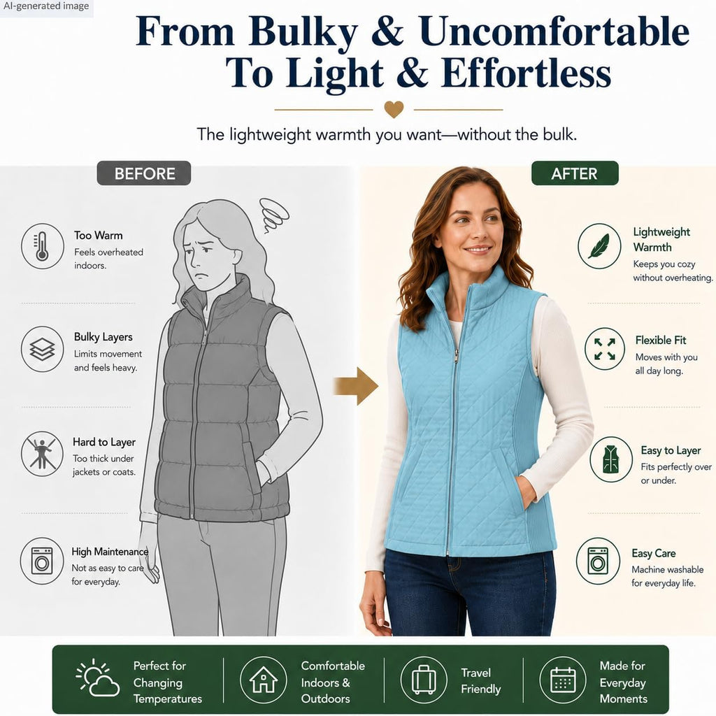Bienzoe Womens Lightweight Quilted Vest: Warm Daily Layer