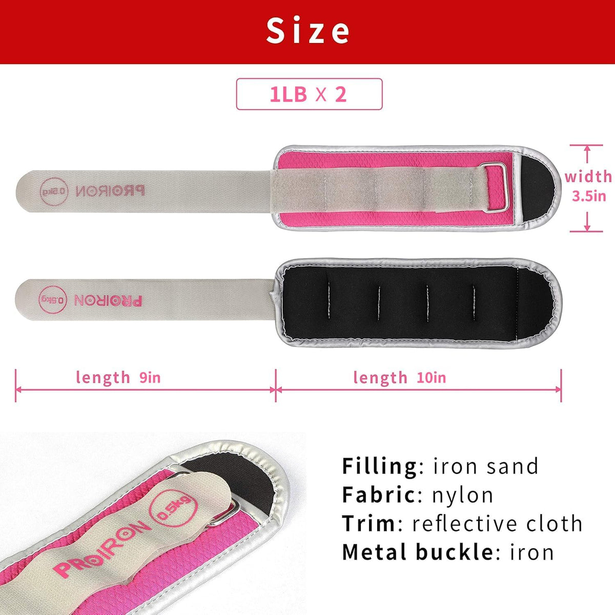 PROIRON Ankle Weights for Women, Leg Weights for Men, Ankle and Wrist Weights 2/4/6/8LBS，Reflective Arm Weights for Jogging，Gymnastics，Aerobics
