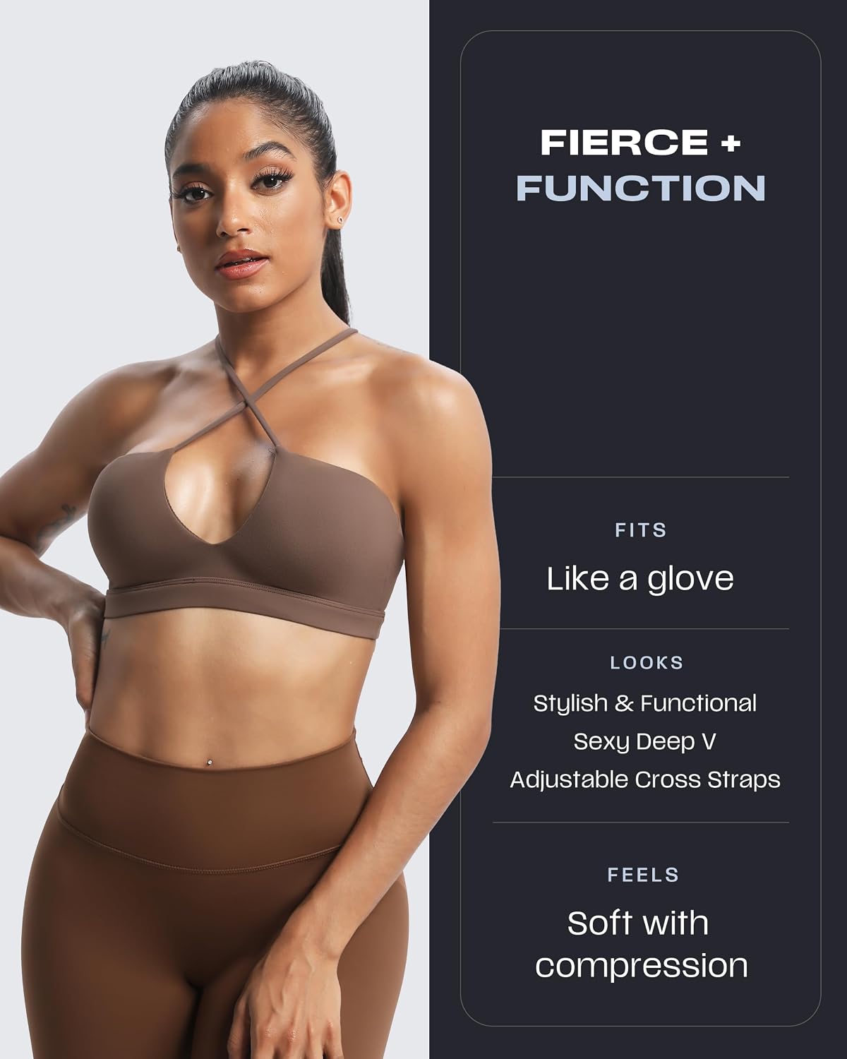 Aoxjox Women's Jamie Deep V Sports Bra