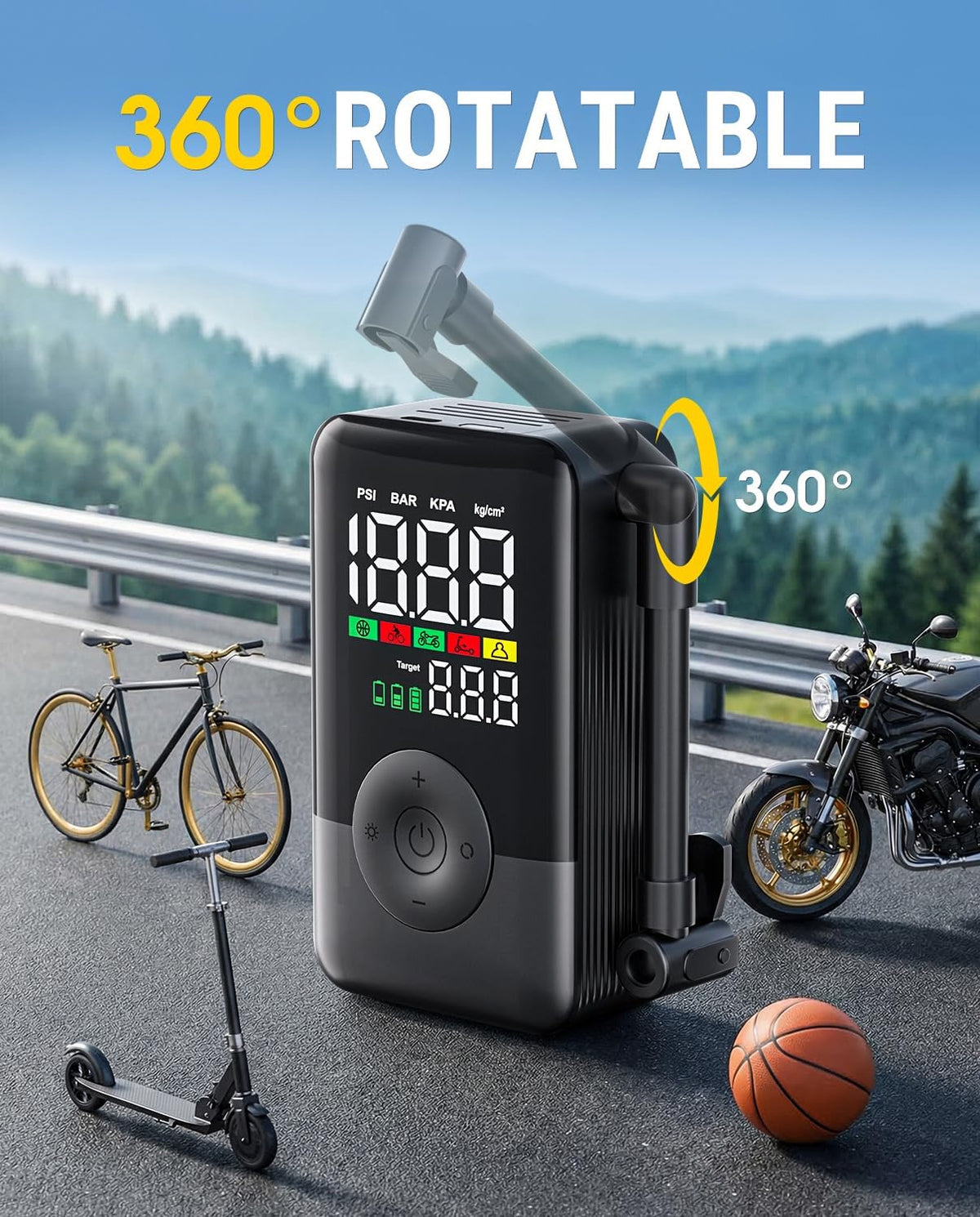 Bike Tire Pump,20s Fast Inflate Bicycle Pump with Guage