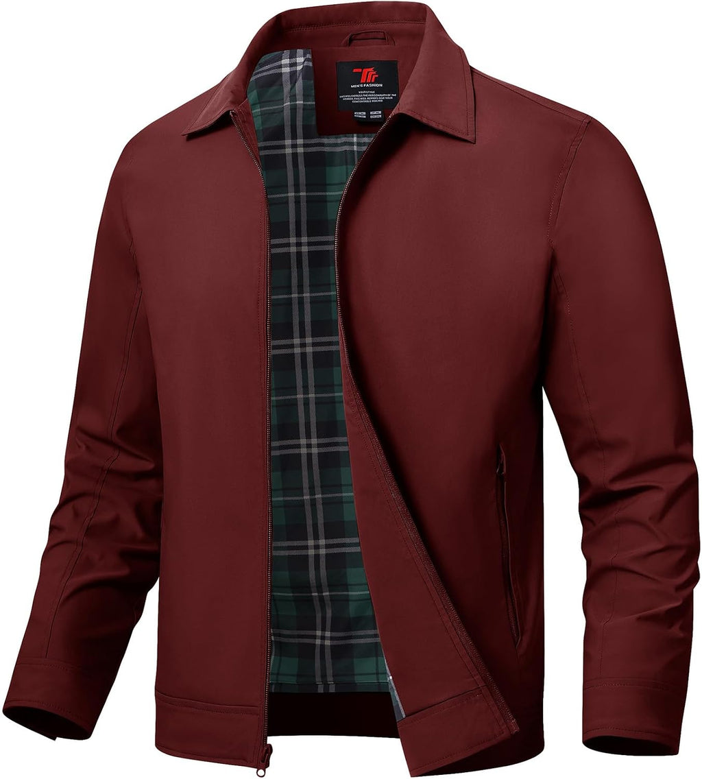 TBMPOY Mens Lightweight Jackets Light Windbreaker Full Zip Casual Work Jacket Golf Business Fall Track Coat with Pockets