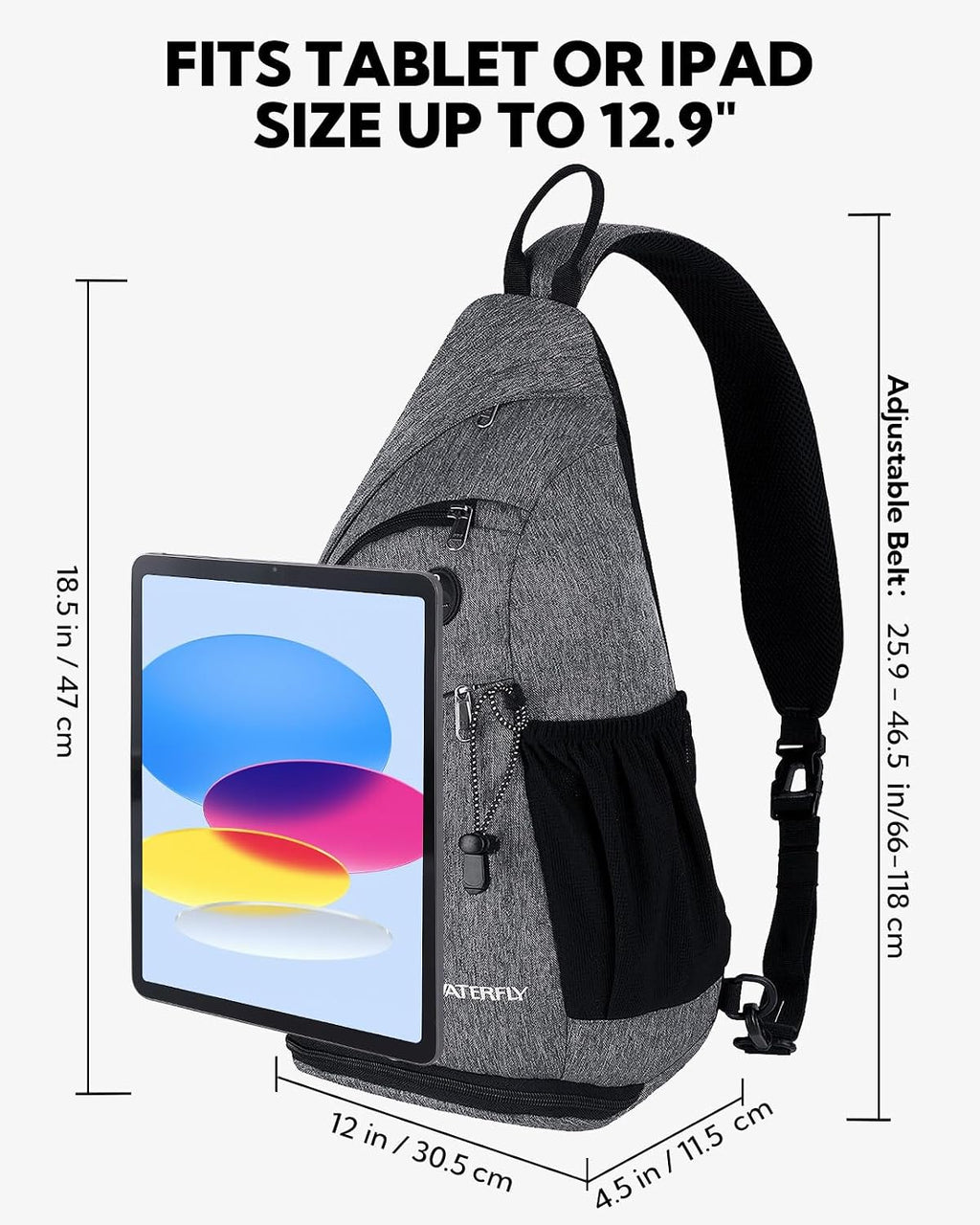 WATERFLY Large Sling Bag Crossbody Backpack Chest Pack for Men Women