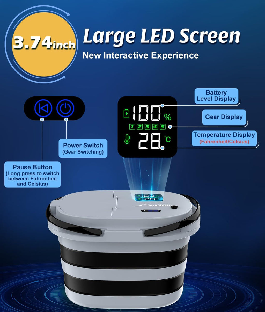 WADEO Portable Shower for Camping with 20L Bucket, 13000mAh Rechargeable